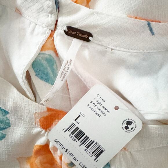 FREE PEOPLE Samantha Long Sleeve Floral Mini Dress Light Combo Large L - Picture 11 of 14